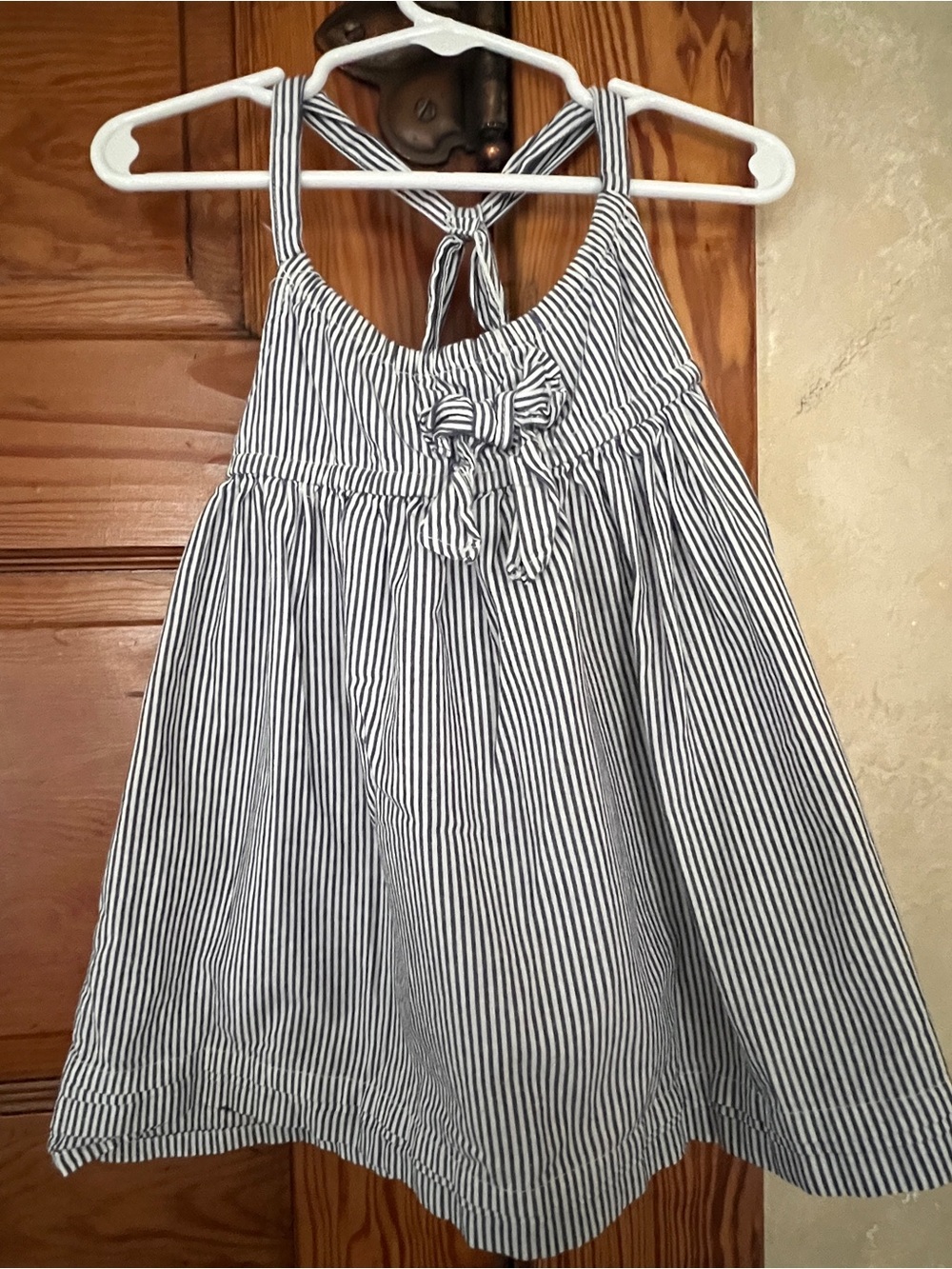 Cotton On Baby Girl Utility Nautical Blue/White Striped Dress Size 6-12months